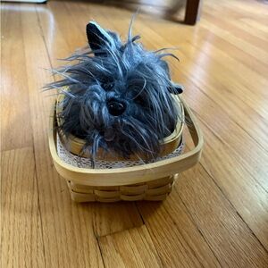 Gray Plush Toto Wizard of Oz Dog in Basket for Dorothy costume